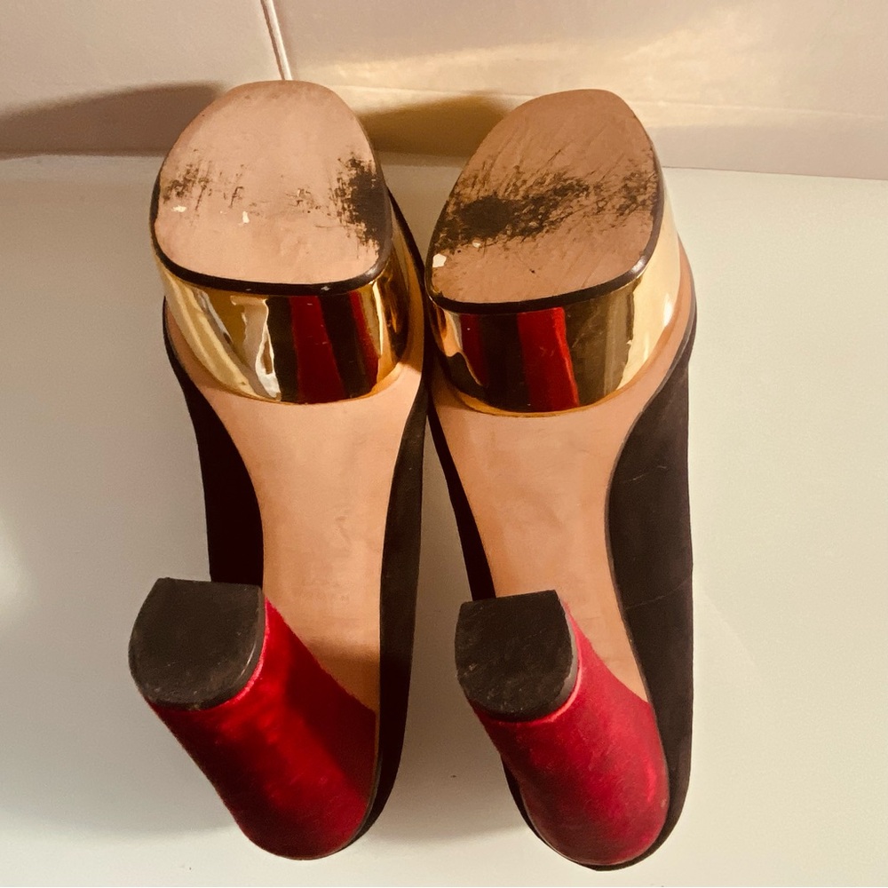 Zara EU Size 41 Striking Black/ Red /Gold  Platform Dress/Prom shoes - Picture 7 of 10